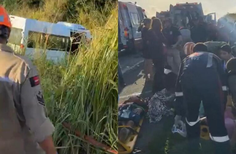 Acidente envolvendo van da prefeitura e carreta deixa 13 feridos na BR 230, na Paraíba